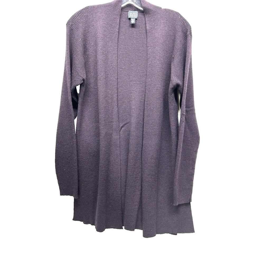 Eileen Fisher Women's Small Plum Open Wool Cardigan (F6)